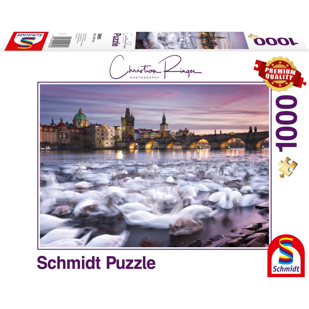 Puzzle Schmidt: Christian Ringer - Cisnes de Praga, 1000 piezas