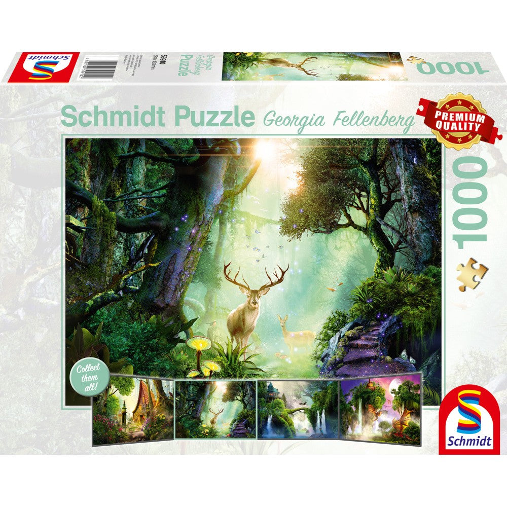 Puzzle Schmidt: Georgina Fellenberg - Ciervos en el bosque, 1000 piezas