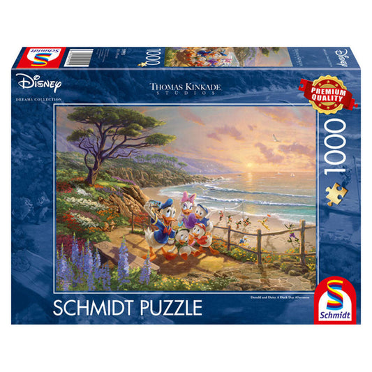 Puzzle Schmidt: Thomas Kinkade - Disney - Donald y Daisy en la playa, 1000 piezas