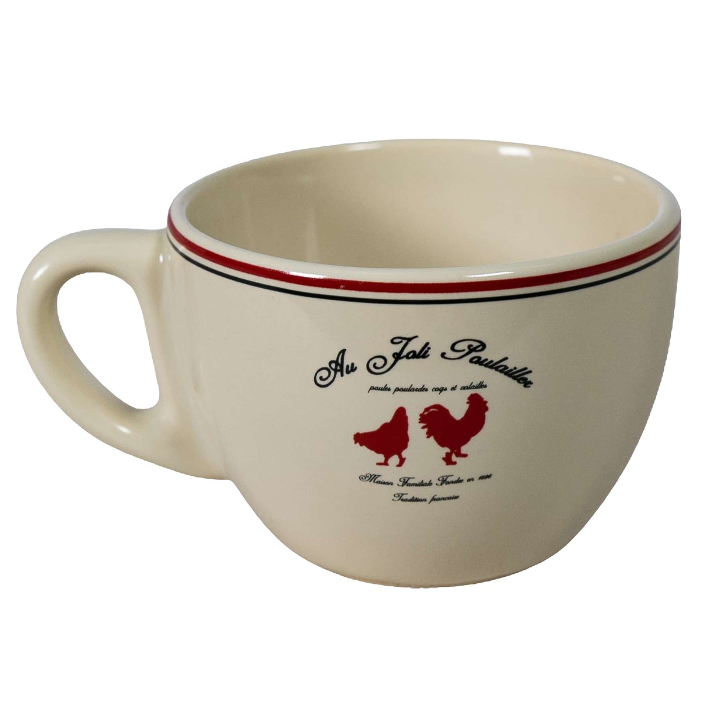 Set 6 tazzine da caffè Crem Ivoire con decoro galline rosse, 160 ml