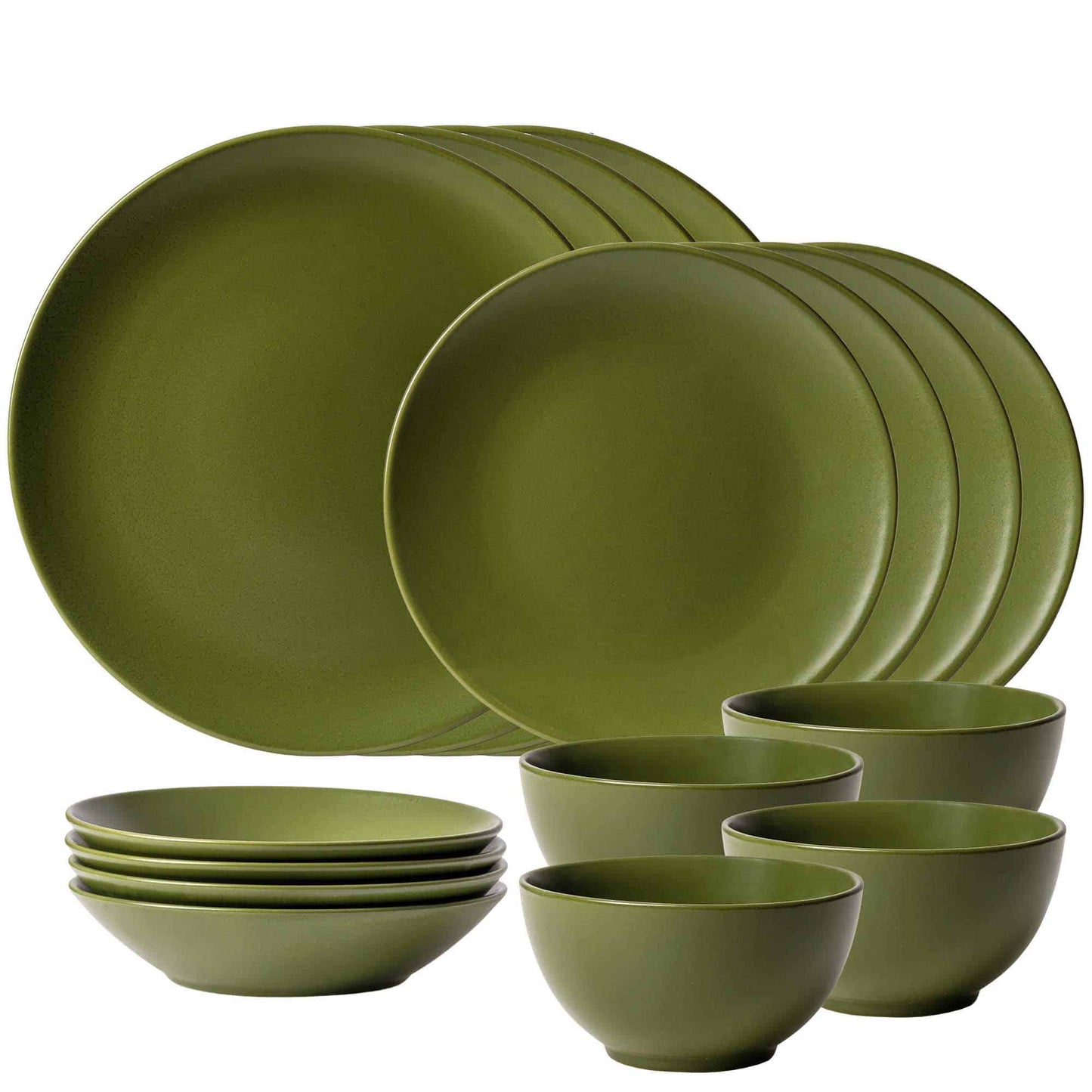 Комплект чинии 16 части, за 4 души, Olive Green Cesiro, Mat Olive Green