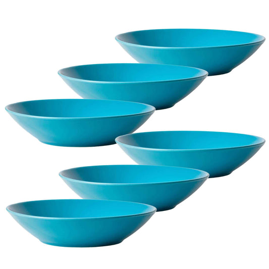 Set mit 6 tiefen Tellern Lagunenblau matt, 21 cm