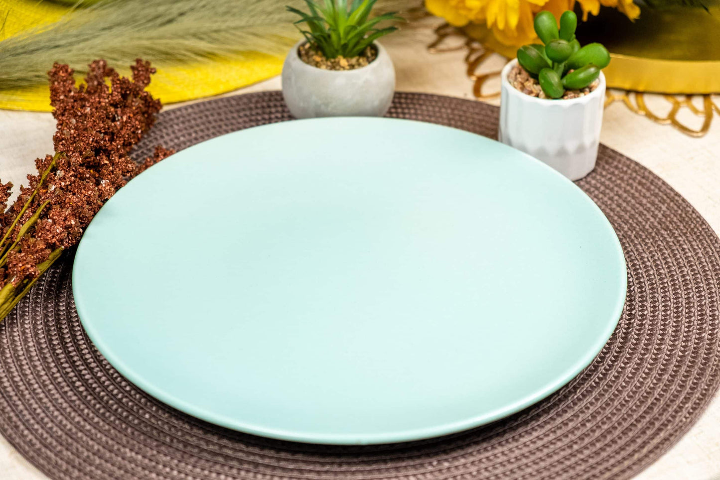 Set of 6 flat plates Mint Green Mat, 27 cm