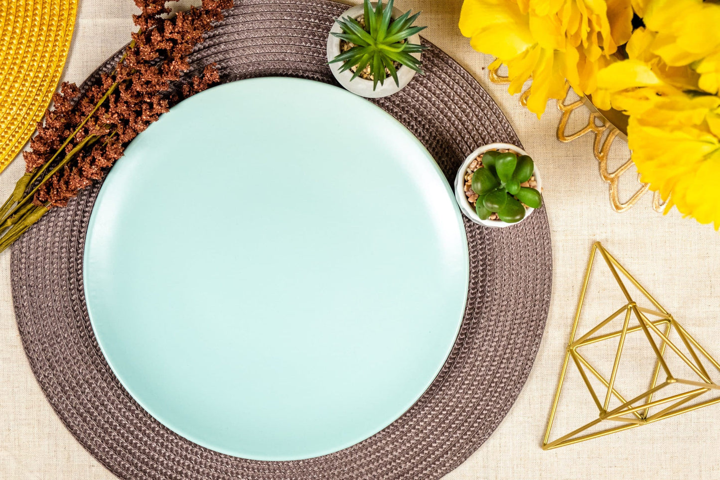 Set of 6 flat plates Mint Green Mat, 27 cm