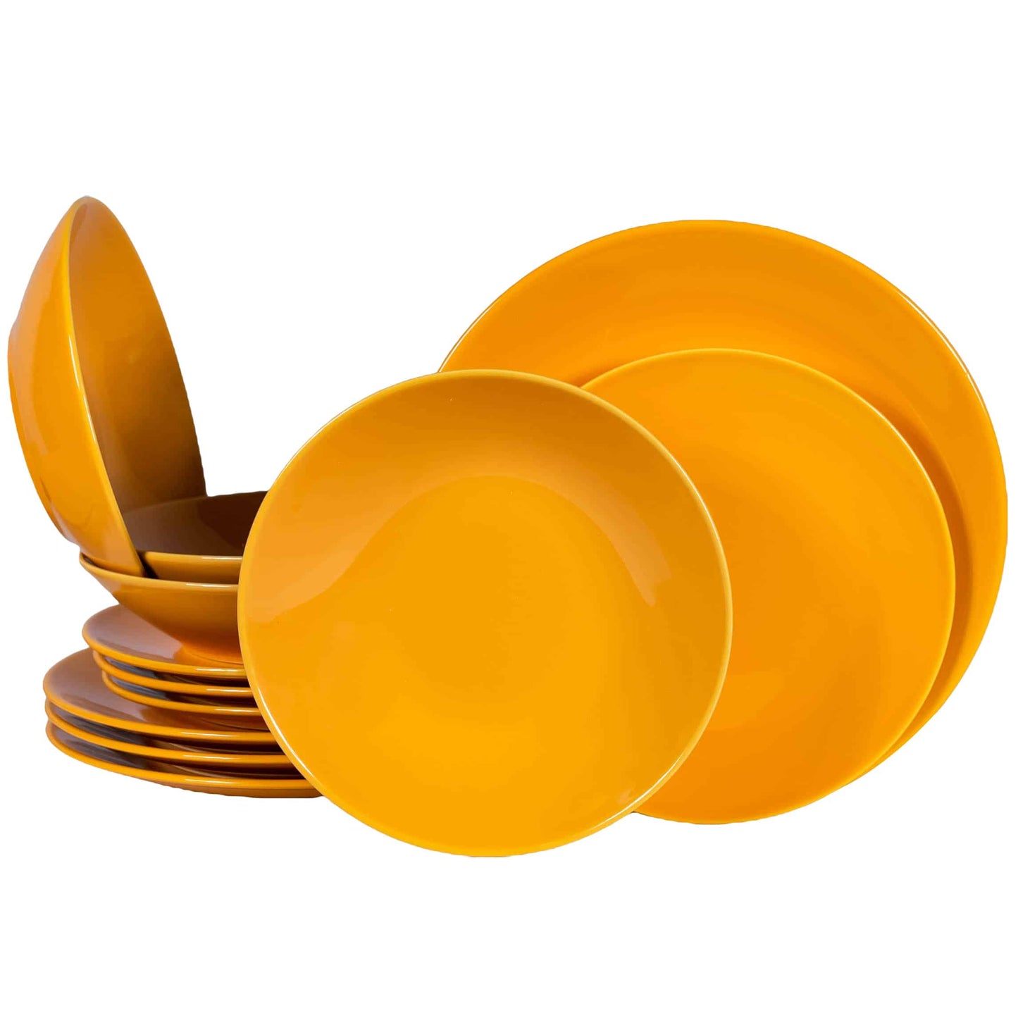 Plate set 12 pieces, for 4 people, Sun, Cesiro, Romanian Yellow