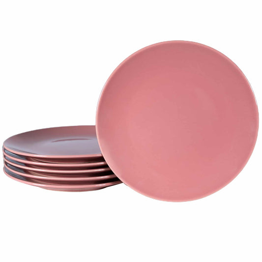 Set mit 6 Desserttellern Pink Glossy, 20 cm