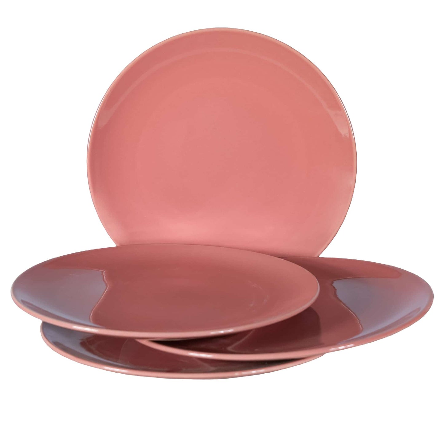 Set mit 4 flachen Tellern Pink Glossy, 26 cm