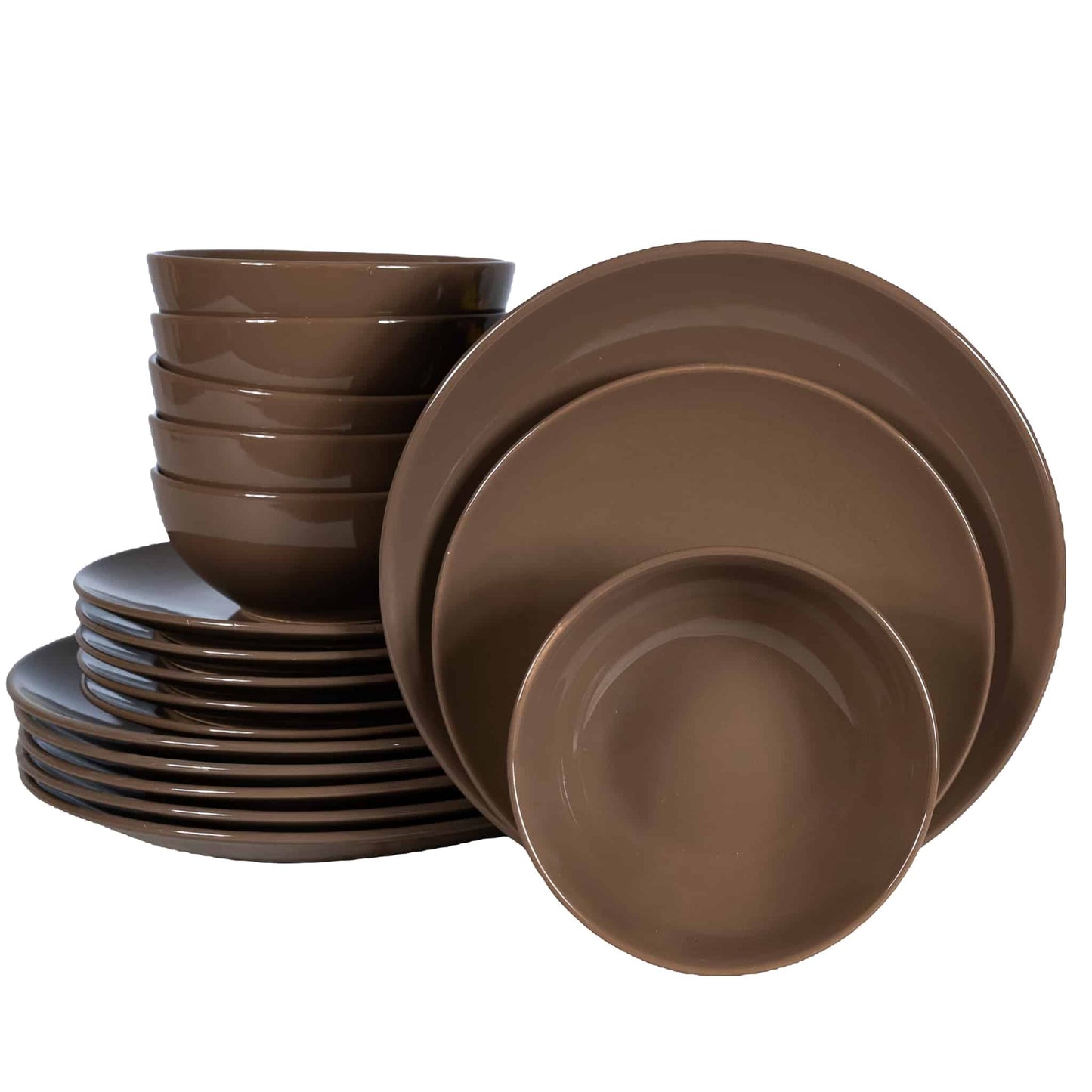 Plate set 18 pieces, for 6 people, Dark Chocolate, Cesiro, Maro Ciocolatiu