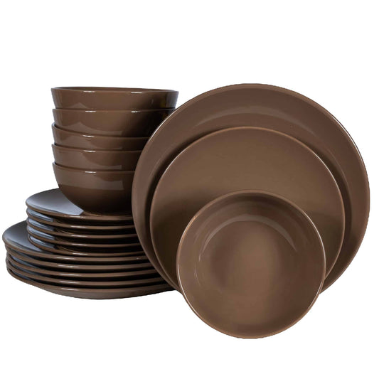 Plate set 18 pieces, for 6 people, Dark Chocolate, Cesiro, Maro Ciocolatiu