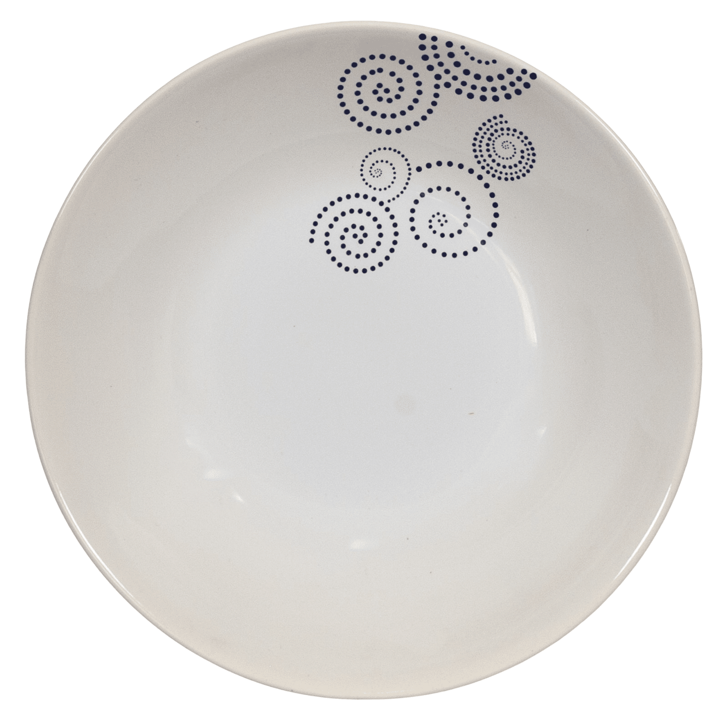 Set of 6 Arctic white deep plates with spiral black dots, 21 cm