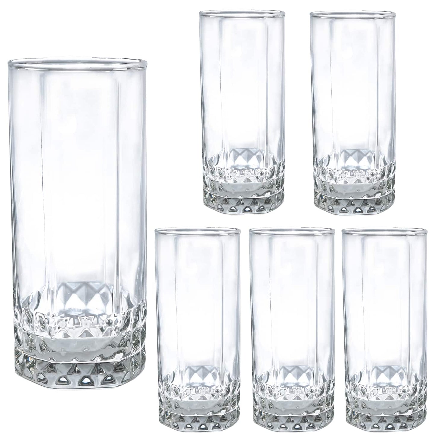 Set of 6 tall 265 ml glass glasses, Cesiro