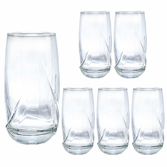 Set of 6 tall glass glasses 365 ml