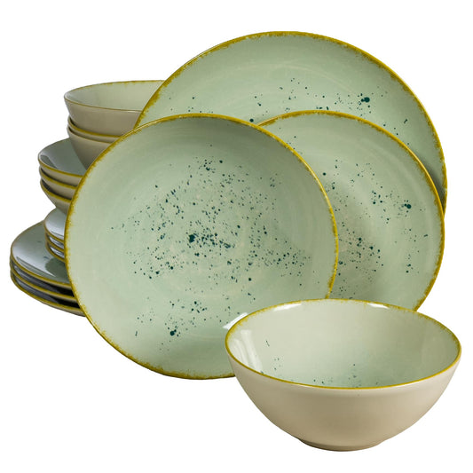 Plate set 16 pieces, for 4 people, Light Pistachio, Cesiro, Pastel Green