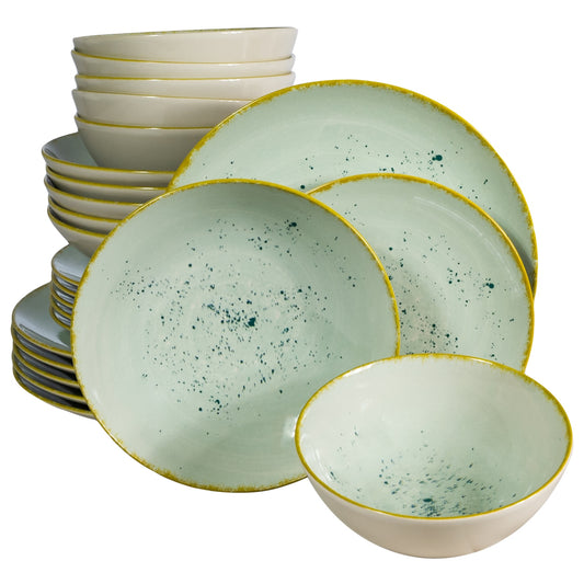 Set farfurii 24 piese, pentru 6 persoane, Light Pistachio, Cesiro, Verde Pastel