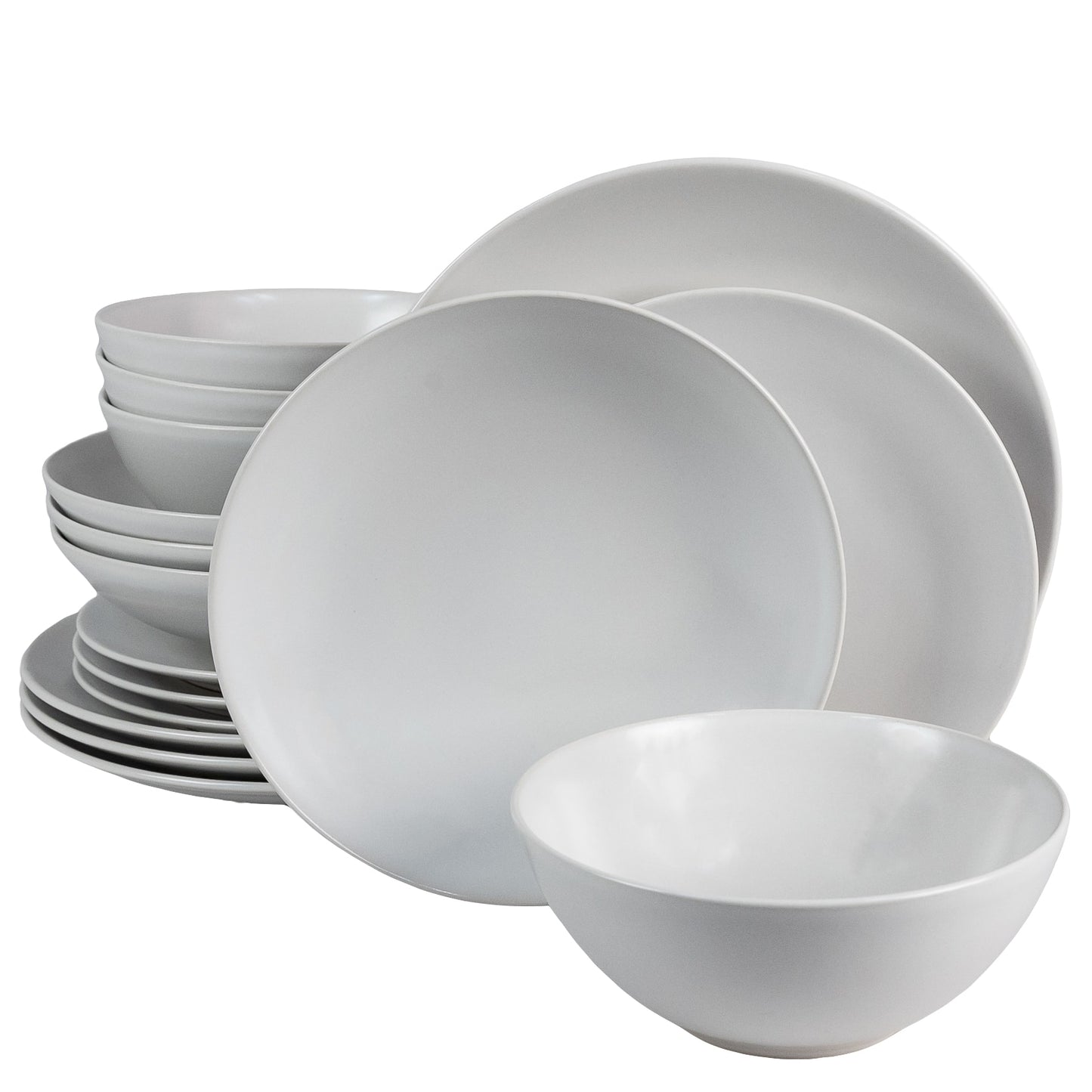 Plate set 16 pieces, for 4 people, Snow, Cesiro, Matt White