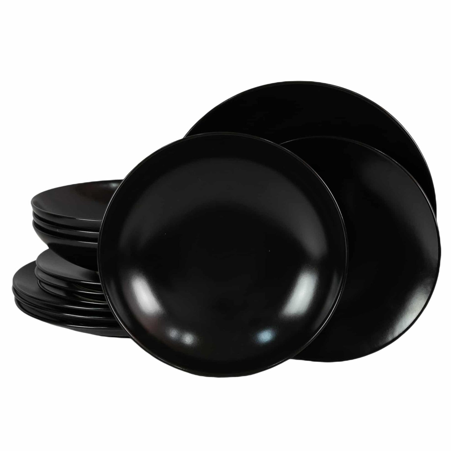 Plate set 12 pieces, for 4 people, Night, Cesiro, Matt Black