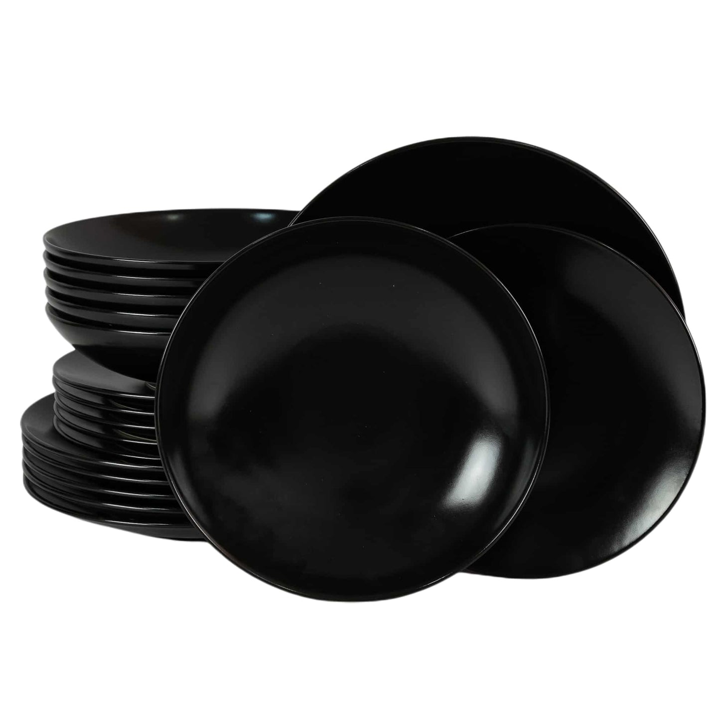 Set farfurii 18 piese, pentru 6 persoane, Night, Cesiro, Negru Mat