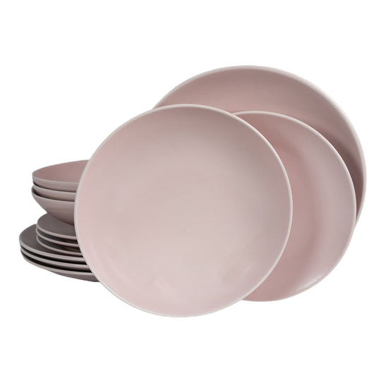 Plate set 12 pieces, for 4 people, Milkshake, Cesiro, Matt Pink