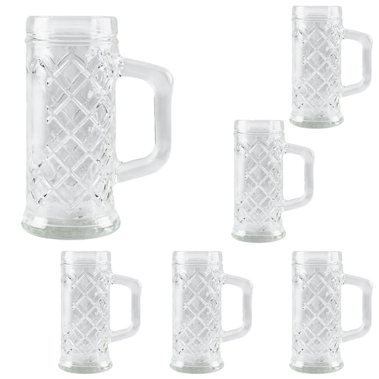 Set of 6 glasses made of glass with a relief pattern of 300 ml, Cesiro