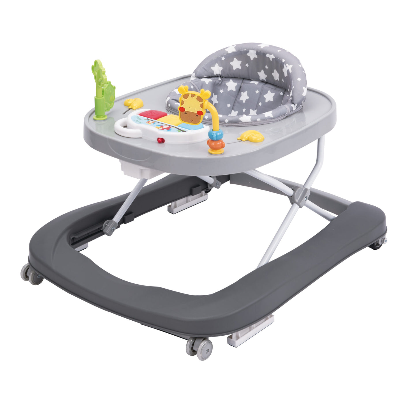 Girello per bambini pieghevole 2 in 1, Ruote in silicone, Freno, Giochi, Altezza regolabile, Età 6-18 mesi, JOLLY KIDS, JK1508/GRI