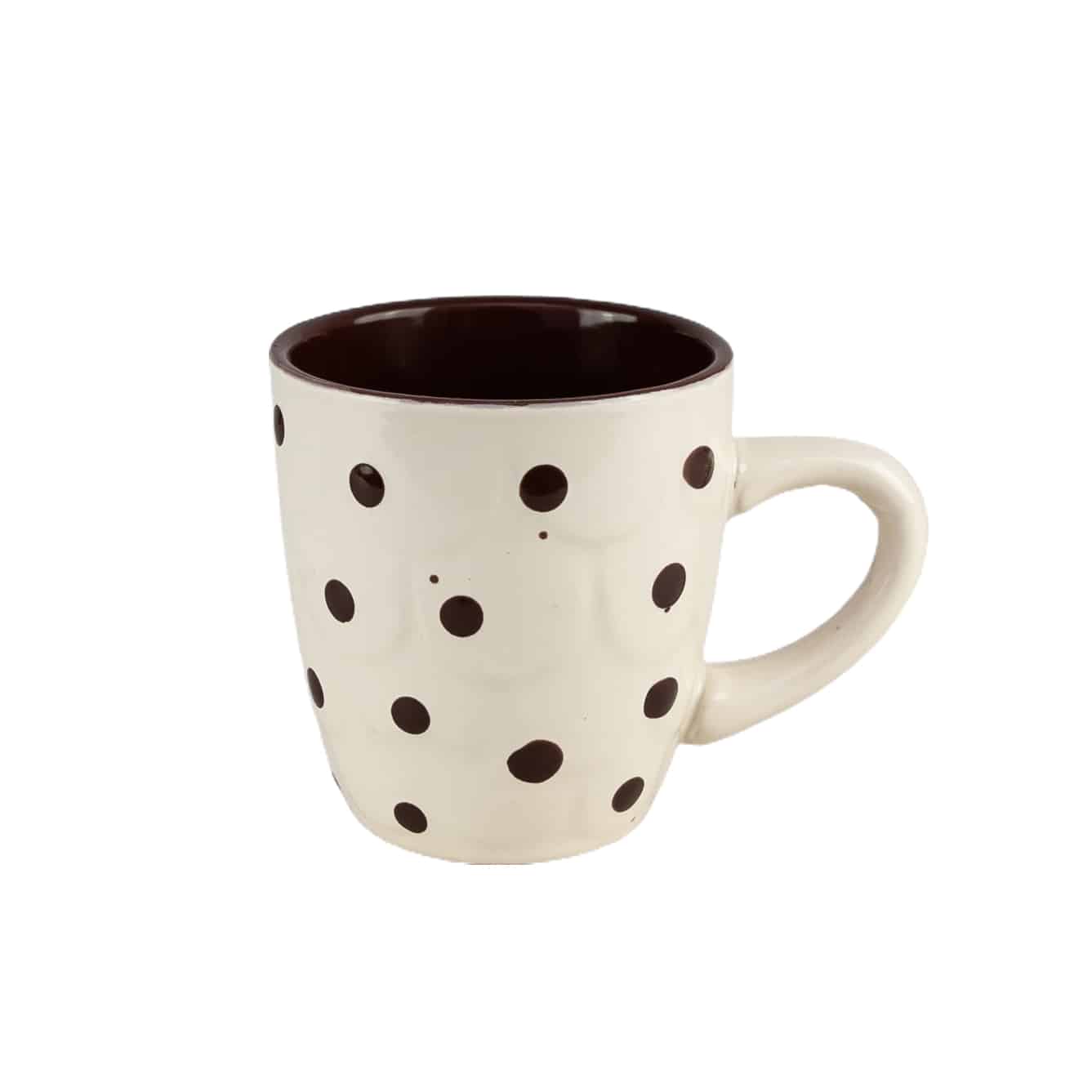 Tazza bianca con pois marroni, 200 ml