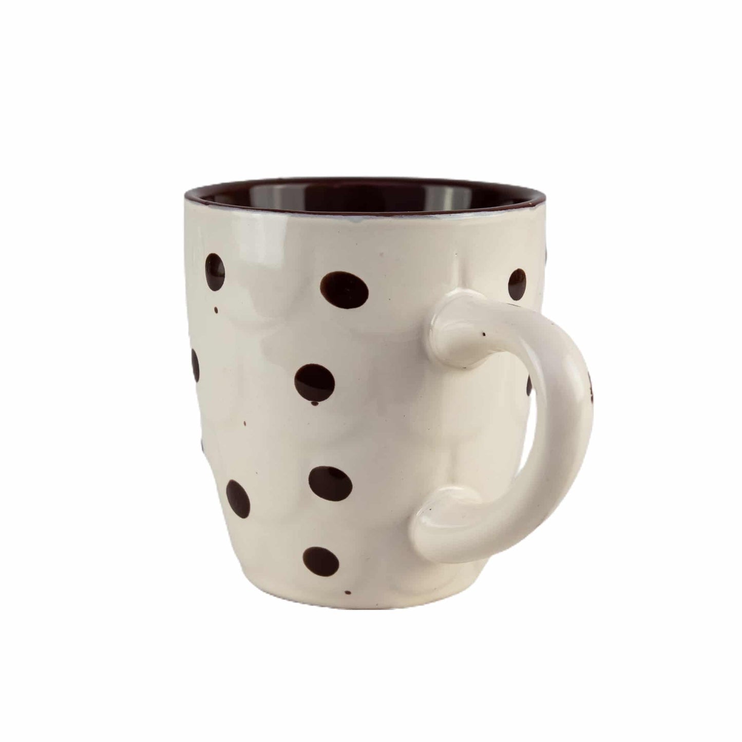 Tazza bianca con pois marroni, 200 ml