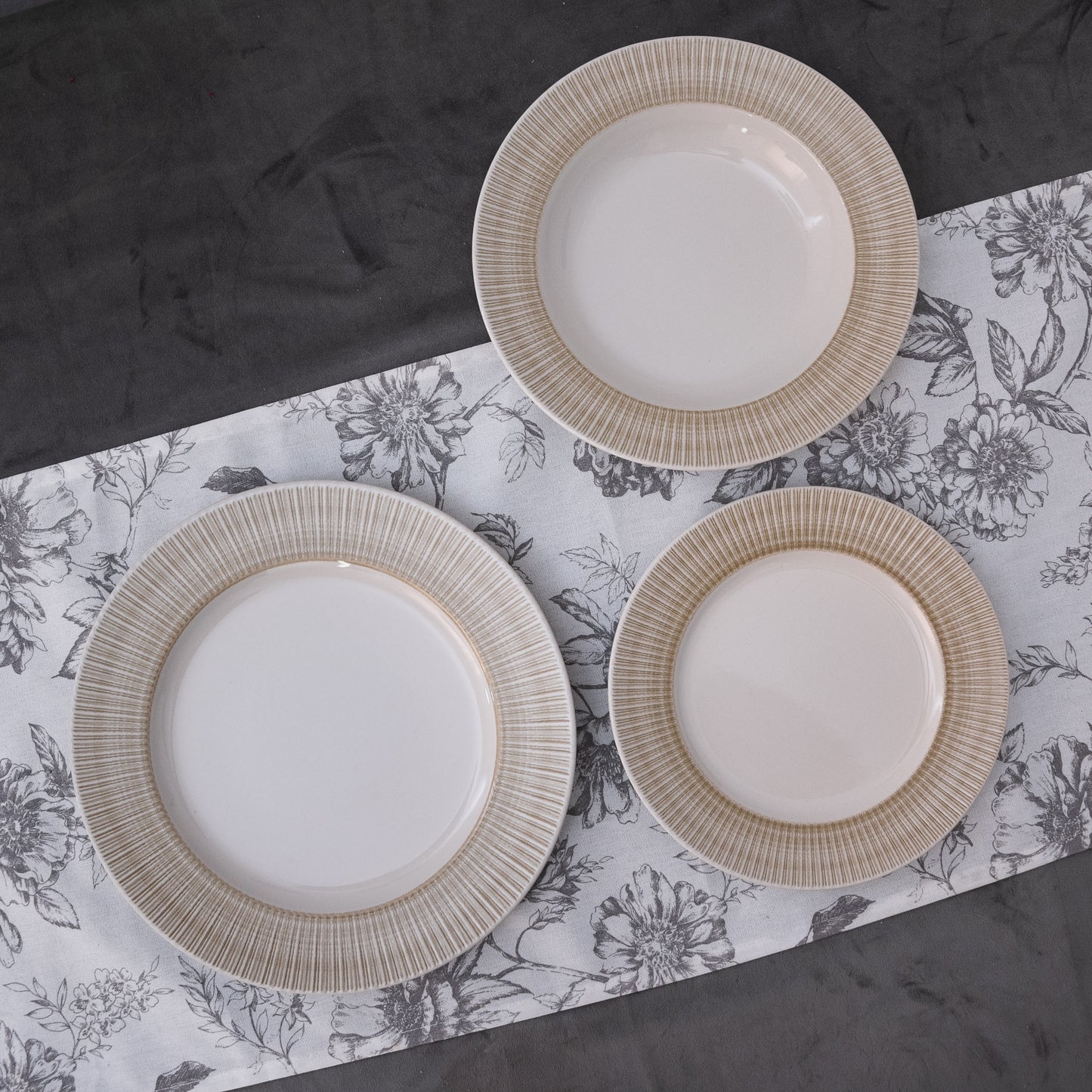 Plate set 12 pieces, for 4 people, Ivory, Cesiro, White Ivoire with cream