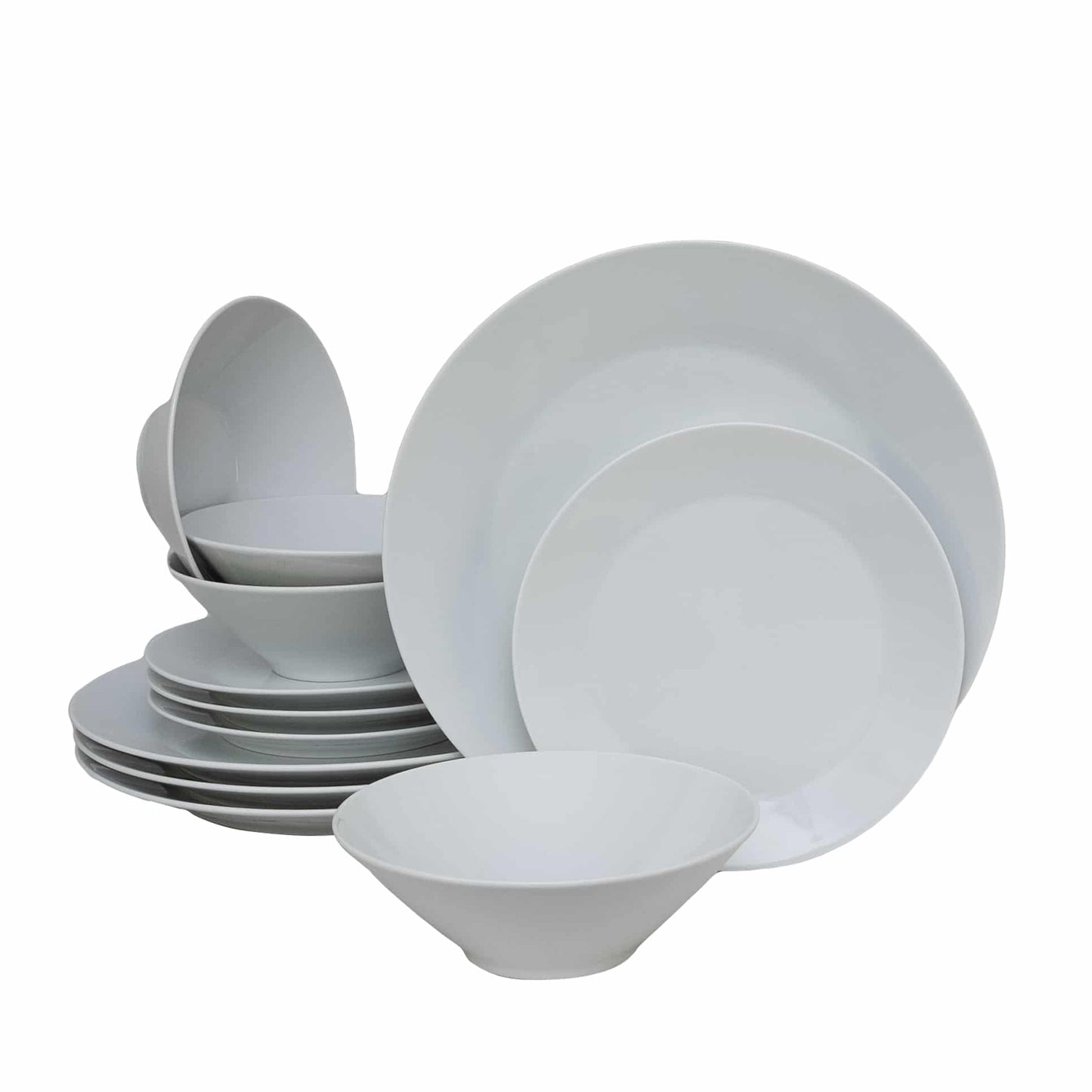 Plate set 12 pieces, for 4 people, Snow, Cesiro, Porcelain, White