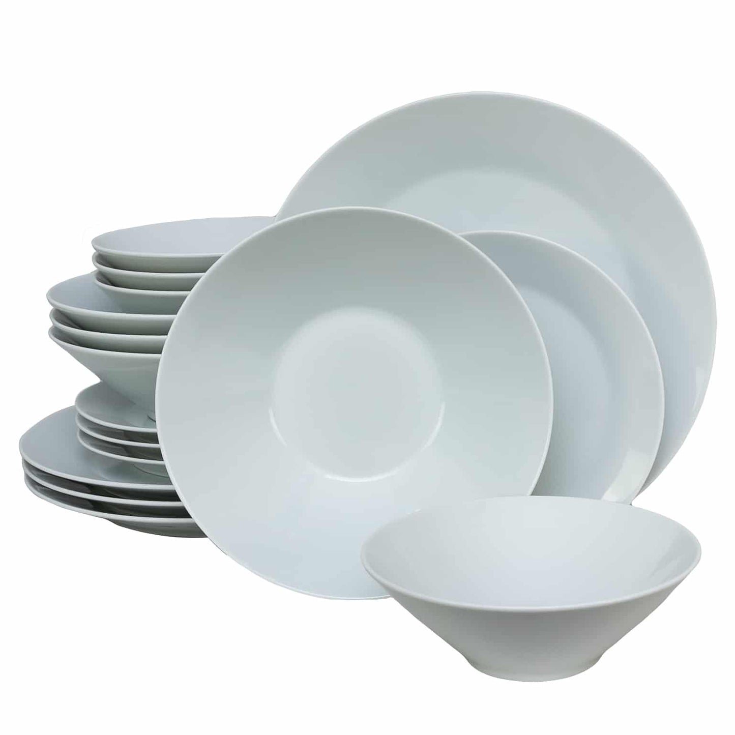 Plate set 16 pieces, for 4 people, Snow, Cesiro, Porcelain, White