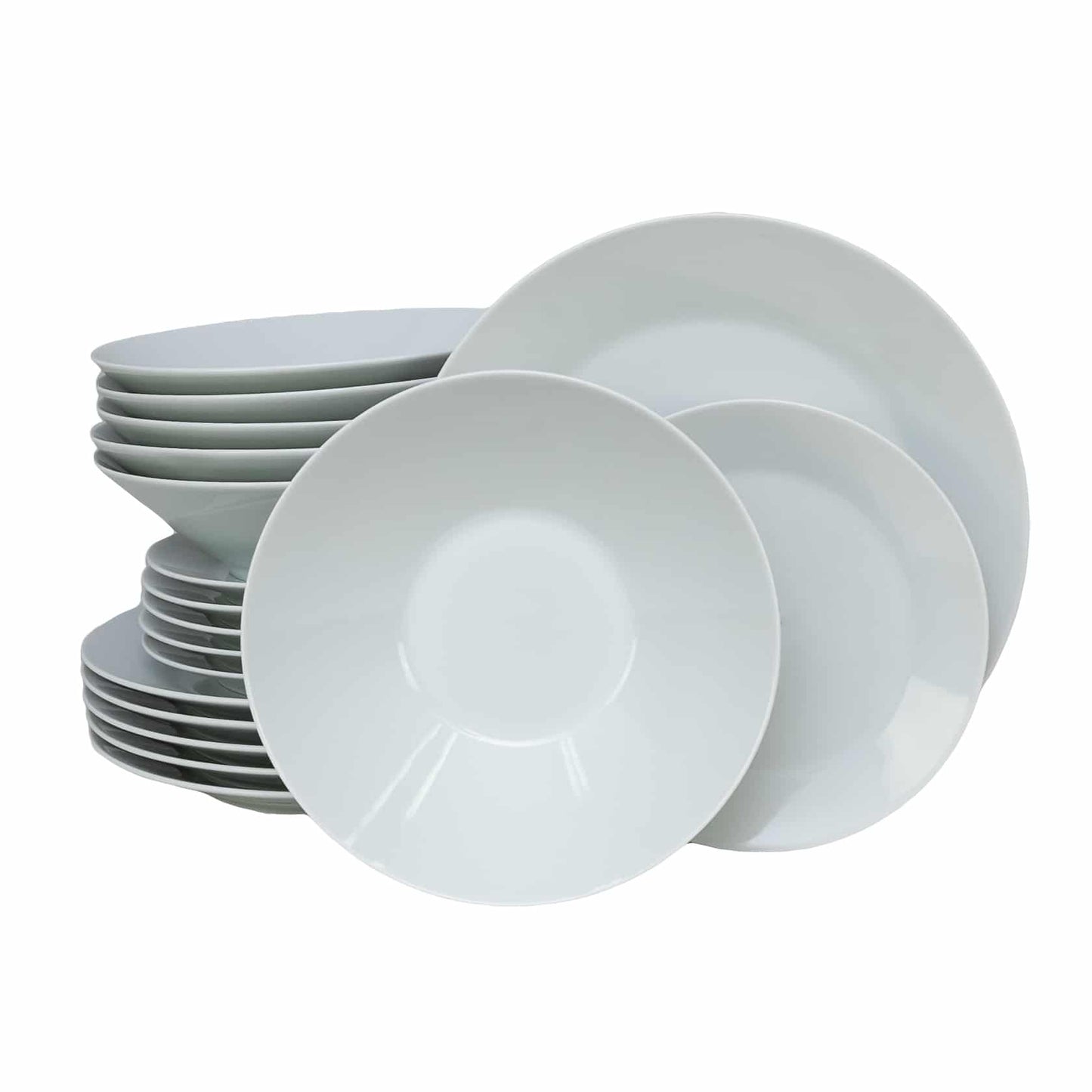 Set farfurii 18 piese, pentru 6 persoane, Snow, Cesiro, Portelan, Alb