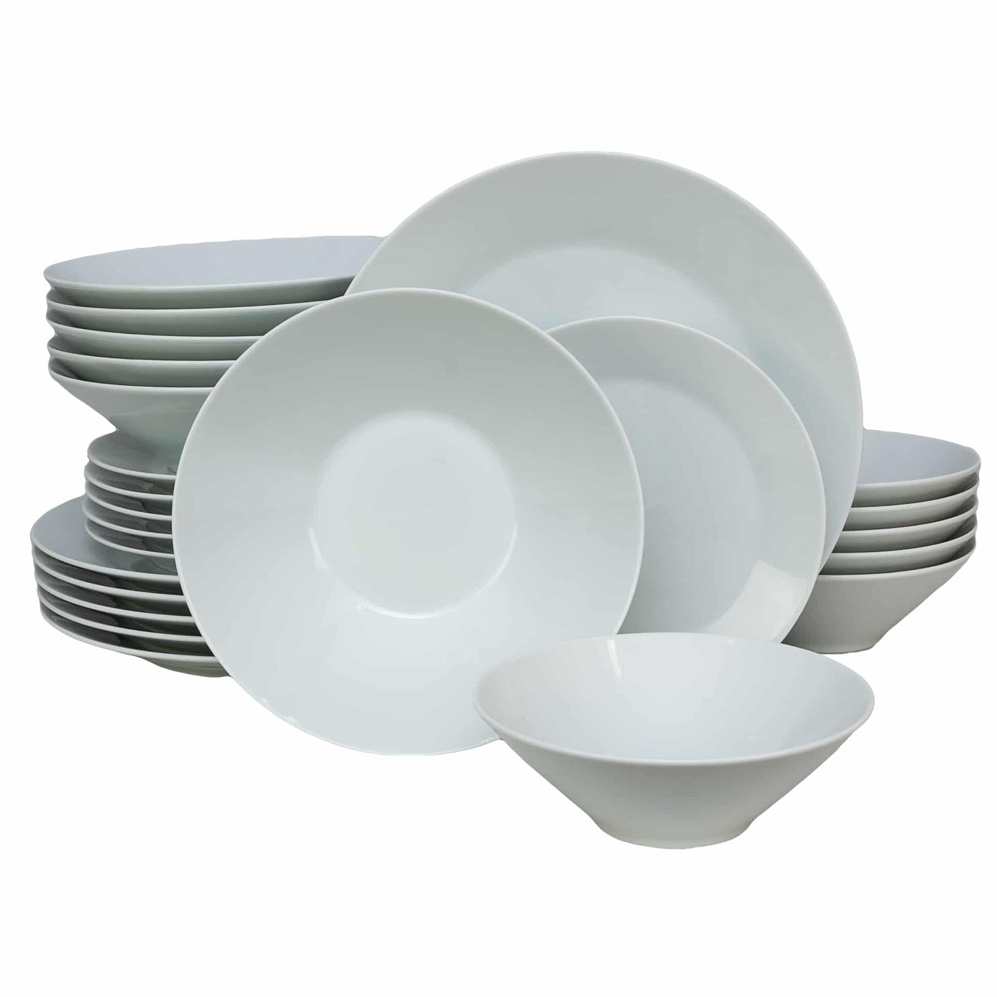 Plate set 24 pieces, for 6 people, Snow, Cesiro, Porcelain, White