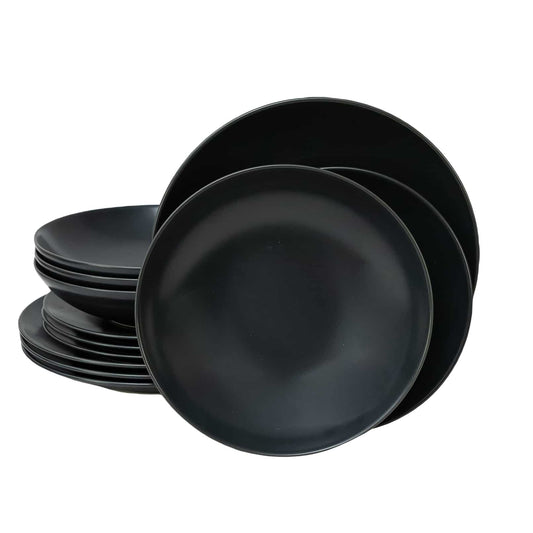 Plate set 12 pieces, for 4 people, Anthracite, Cesiro, Gray Mat