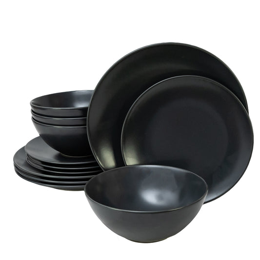 Plate set 12 pieces, for 4 people, Anthracite, Cesiro, Matt Anthracite Gray