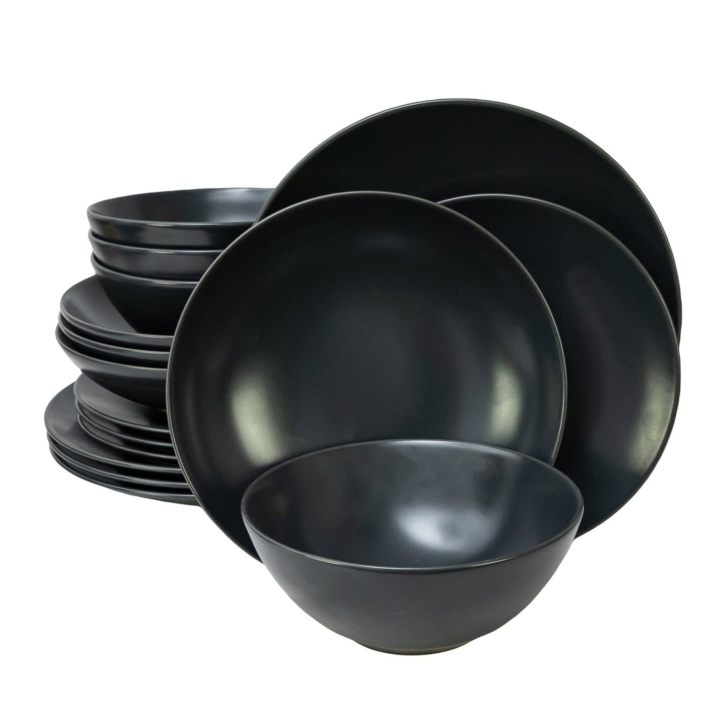 Plate set 16 pieces, for 4 people, Anthracite, Cesiro, Gray Mat