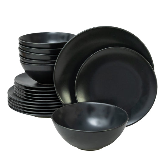 Plate set 18 pieces, for 6 people, Anthracite, Cesiro, Matt Anthracite Gray