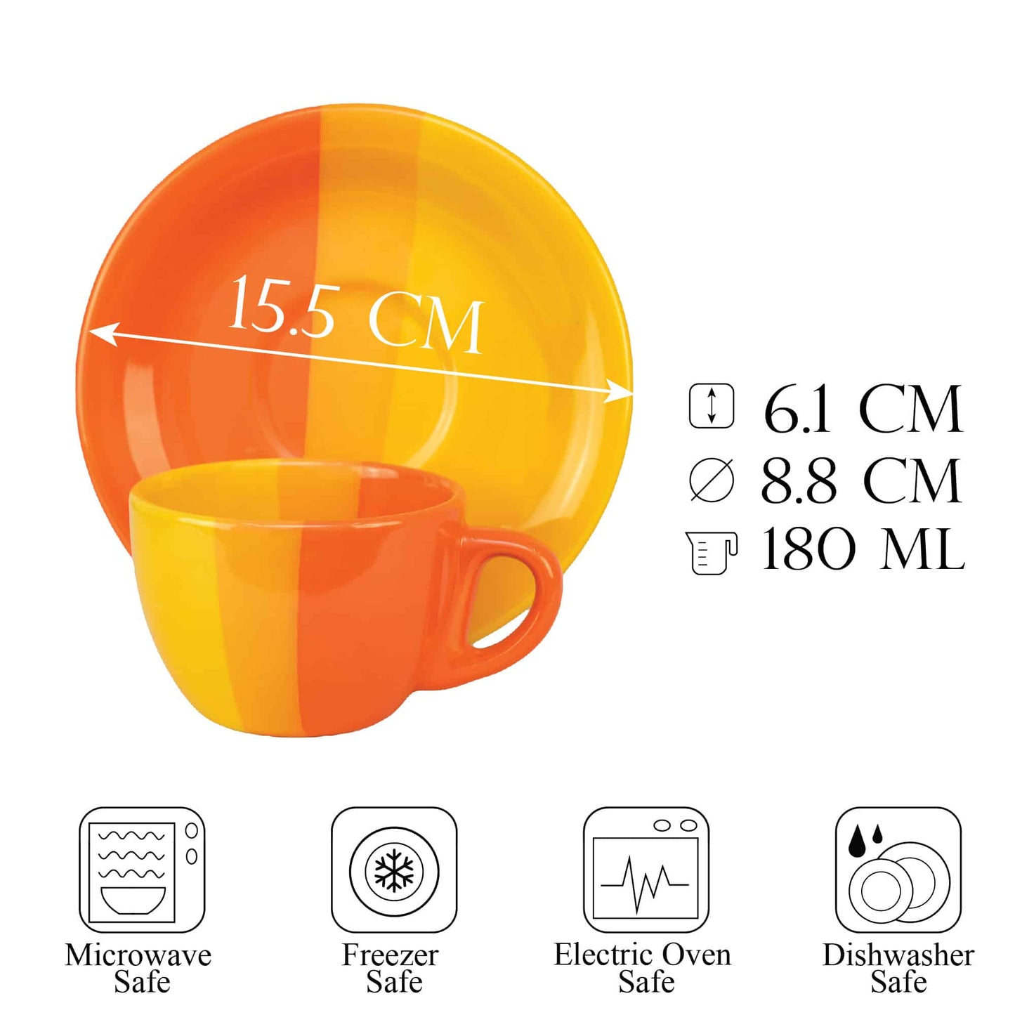 Tazzina caffè con piattino 150 ml Arancio/Giallo