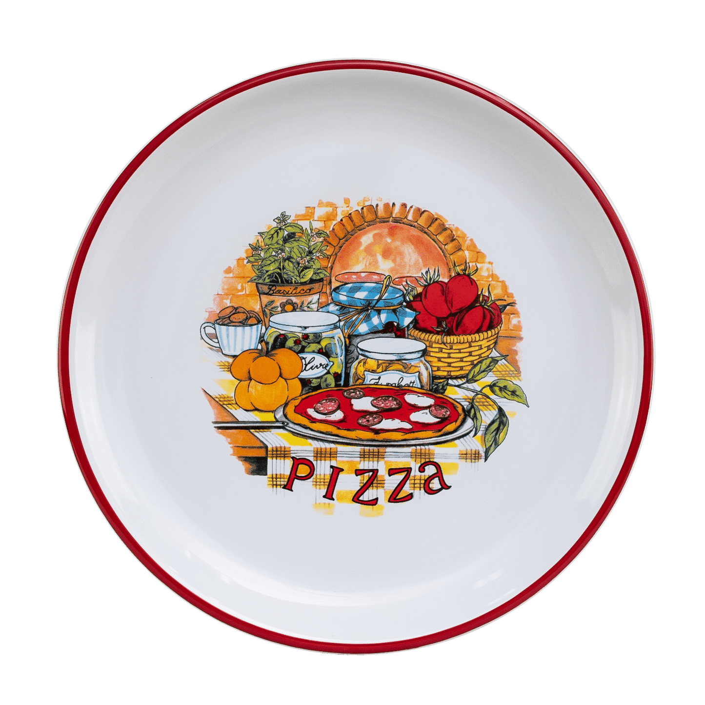 Weißer Teller mit Pizzadekor 28,5 cm