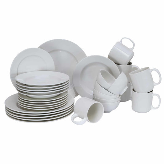 Juego de platos 30 piezas, para 6 personas, Polo Norte, Cesiro, Porcelana, Blanco