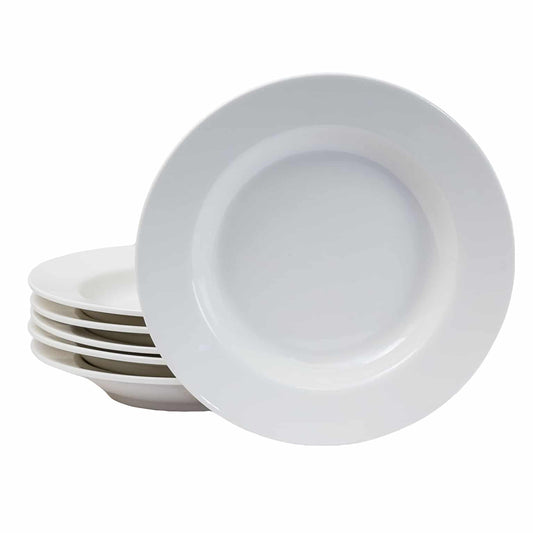 Set of 6 deep plates White Porcelain, 19 cm