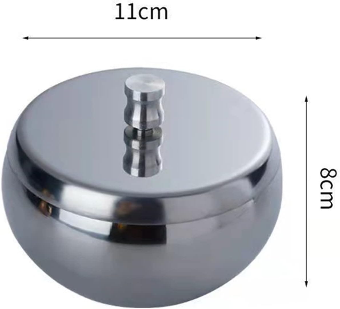 Posacenere in acciaio inox con coperchio, con 3 scanalature per sigarette