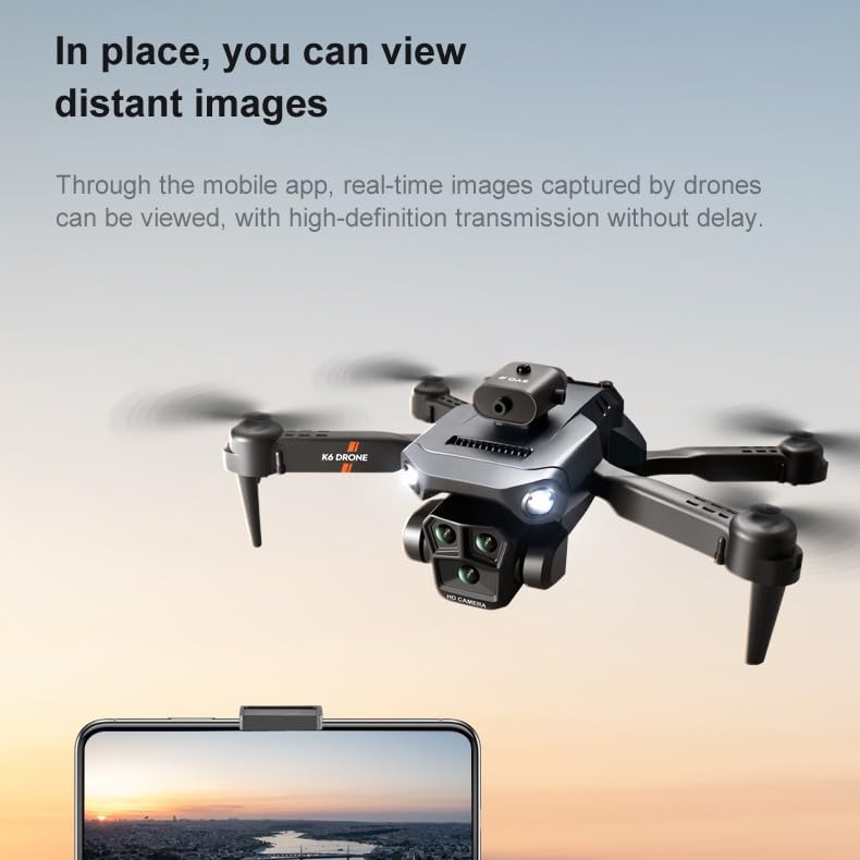 Drona Lenovo PEENWIN cu cameră 4k pentru adulți și copii, dronă pliabilă pentru începători cu 3 camere, dronă RC Quadcopter, mini dronă cu detectarea obstacolelor, buton 3D de răsturnare și întoarcere