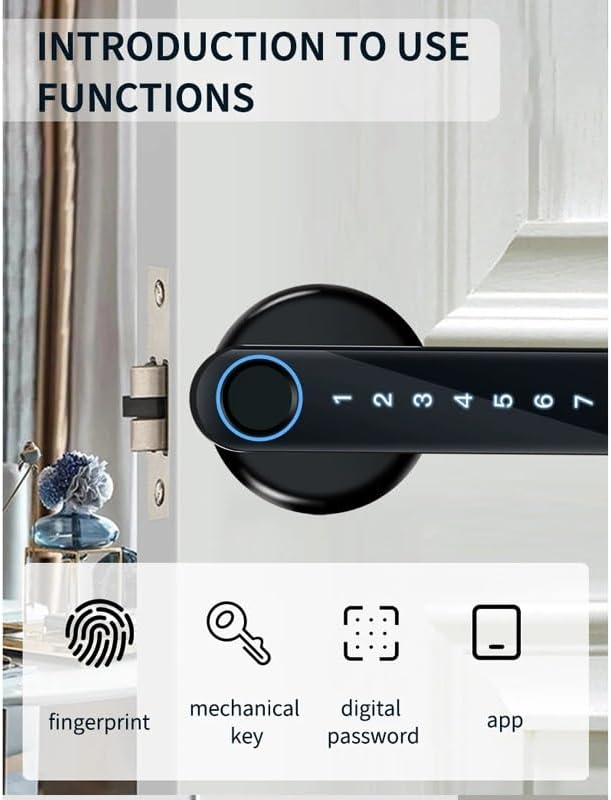 Intelligent Yala for PVC insulated doors opening with fingerprint, code, card, phone, Wi-Fi, Bluetooth, black