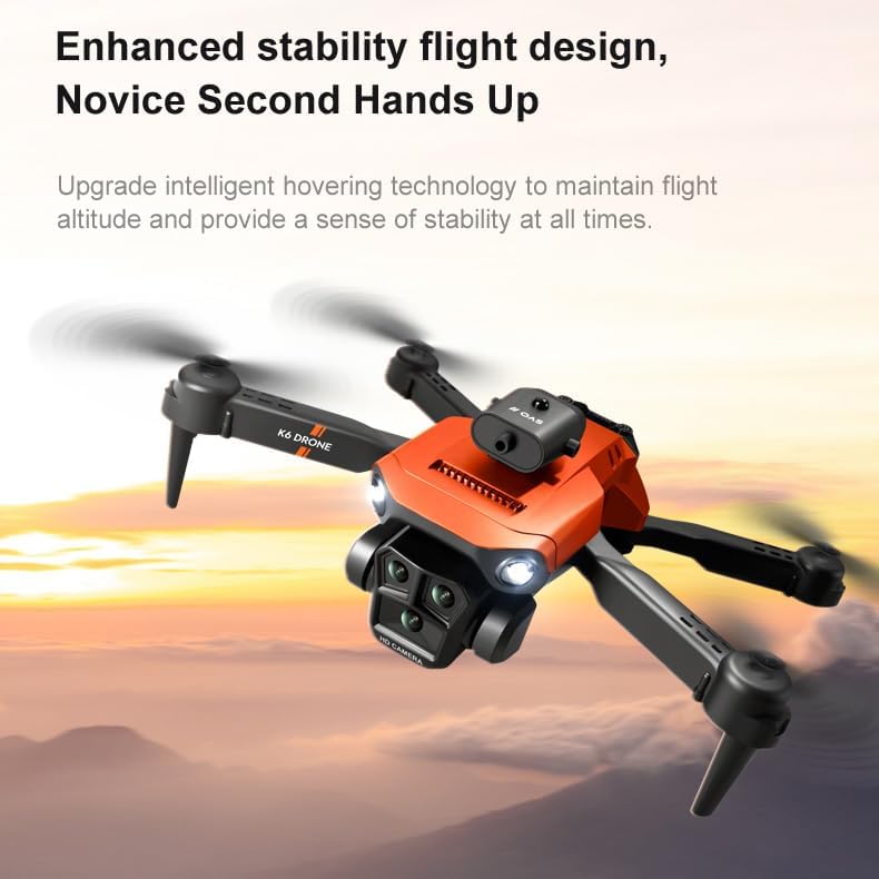 Lenovo PEENWIN Drohne mit 4K-Kamera für Erwachsene und Kinder, faltbare Einsteigerdrohne mit 3 Kameras, RC-Quadcopter-Drohne, Mini-Drohne mit Hinderniserkennung, 3D-Flip und Return-Taste.