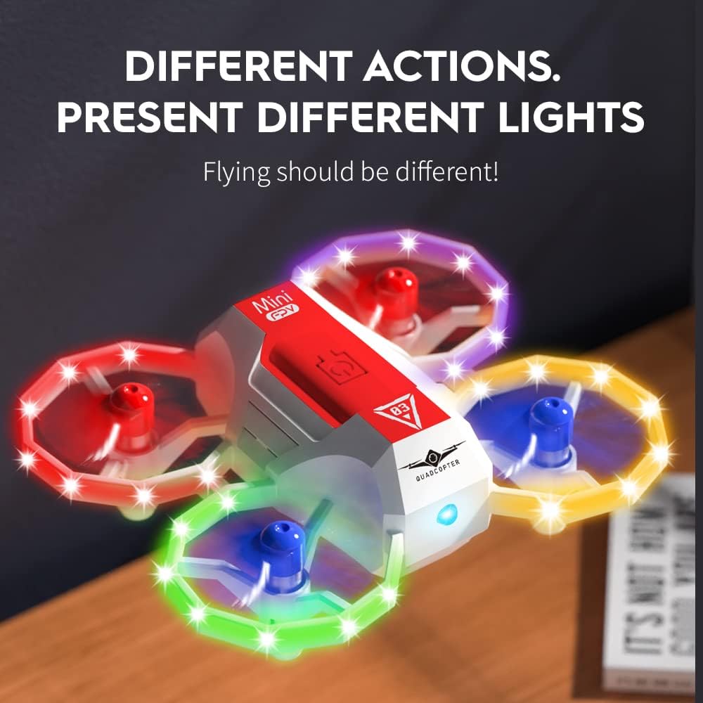 Mini drone Lenovo Teeggi con luci per bambini, luci a controllo vocale, quadricottero RC con quattro protezioni, ribaltabili 3D, modalità senza testa per principianti, giocattoli per bambini, regali di compleanno, 2 batterie