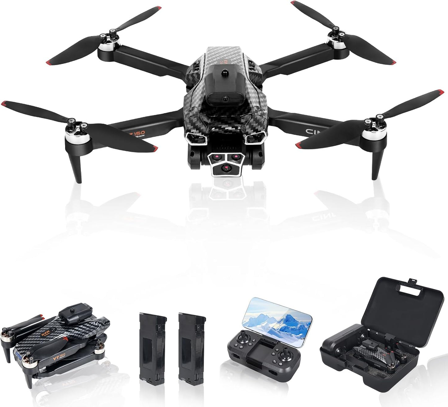 Lenovo Drone con fotocamera HD 4K Drone pieghevole Lungo tempo di volo RC Quadcopter con borsa Circle Flight 3D Flip One Button Return Modalità senza testa Mini Drone Regalo per Principianti Bambini Adolescenti