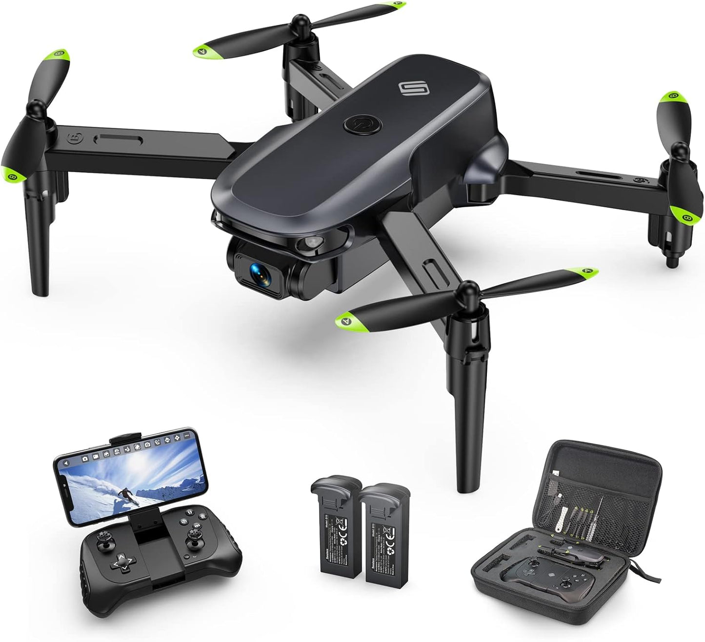 Dronă Lenovo cu cameră 1080P Dronă pliabilă pentru începători, timp de zbor lung, control prin aplicație, Quadrocopter controlat radio, cu geantă Zbor cerc, mini dronă 3D cu rabat, cadou Sansisco pentru copii, adolescenți, negru