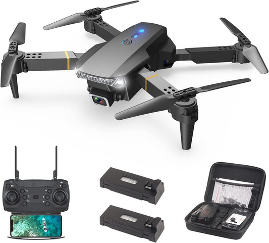 Drone pieghevole Lenovo Wipkviey T27 per bambini/adulti/principianti con fotocamera 720P | Regali di giocattoli quadricotteri RC per ragazzi e ragazze con tempo di volo di 26-30 minuti (2 batterie modulari e custodia per il trasporto)