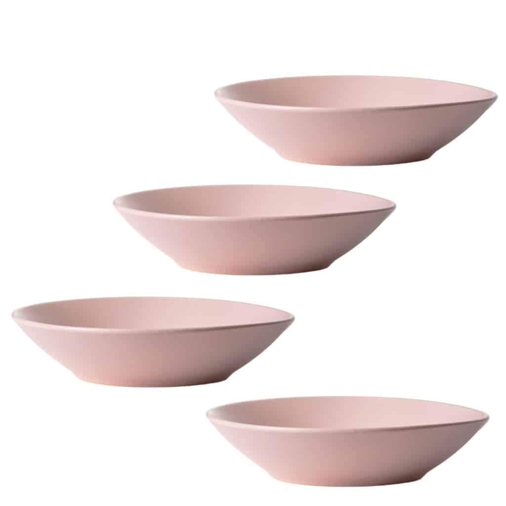 Set mit 4 tiefen Tellern, 21 cm, Pale Pink Mat