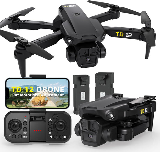 Lenovo Toladrone Mini-Drohne für Anfänger, TD12 Kameradrohne, Headless-Modus, 360° Rotation, optische Flusspositionierung, RC-Drohne mit 2 Batterien