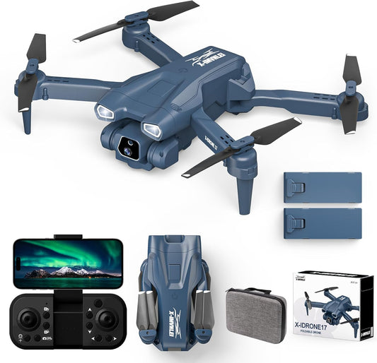 Lenovo Dual-Kamera-Drohne, Drohnen für Erwachsene und Anfänger, 1080P HD 135° verstellbares Objektiv, WiFi FPV faltbarer RC-Quadcopter, 3D-Flips, APP-Steuerung, Start/Landung mit einer Taste, 2 Batterien 20 Minuten